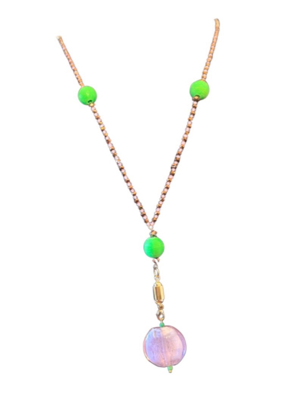 Hand Crafted Green & Pink Necklace